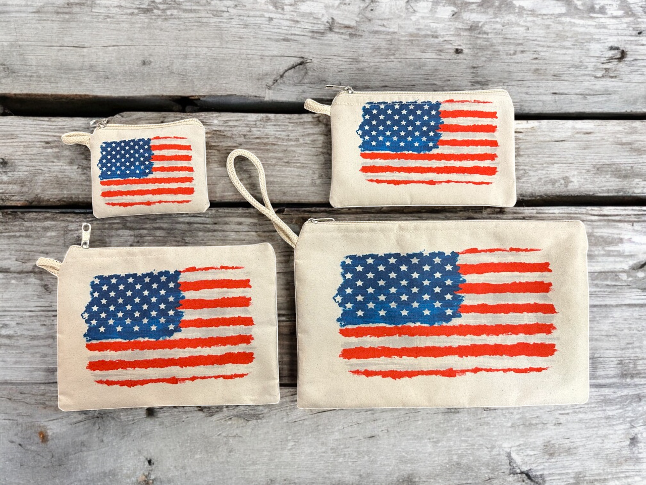 American Flag Printed Canvas Wallets
