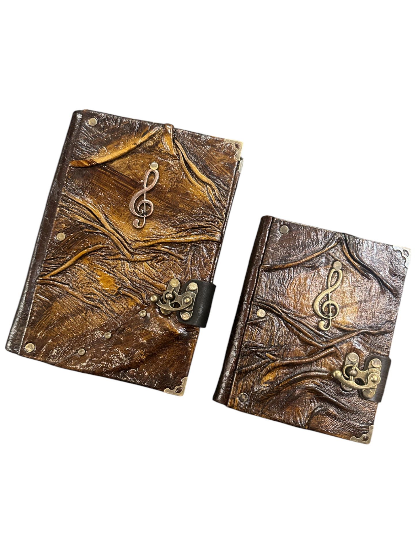 Handmade Leather Journal Belt Strap Music Brown