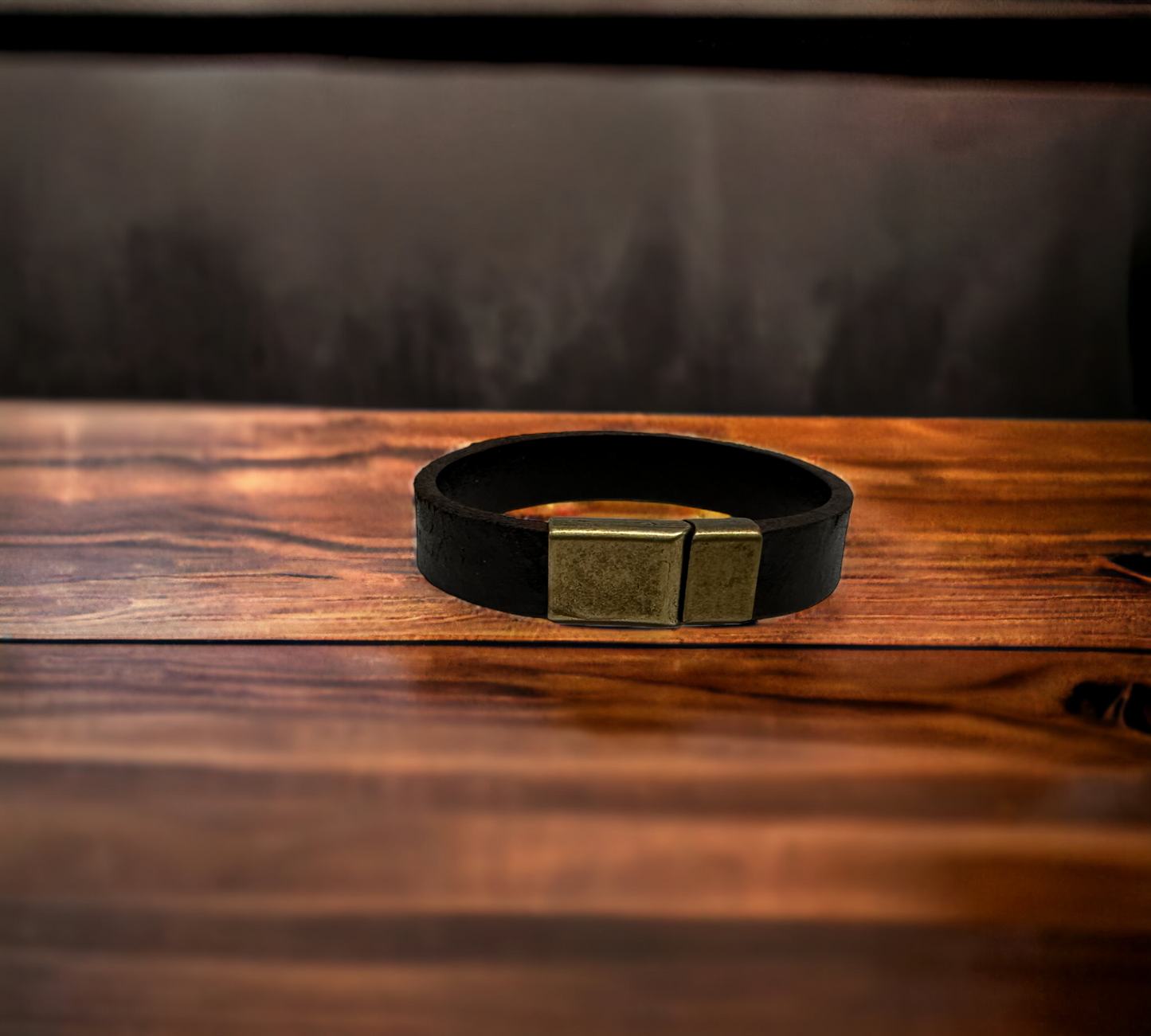 Leather Bracelet Plain Black