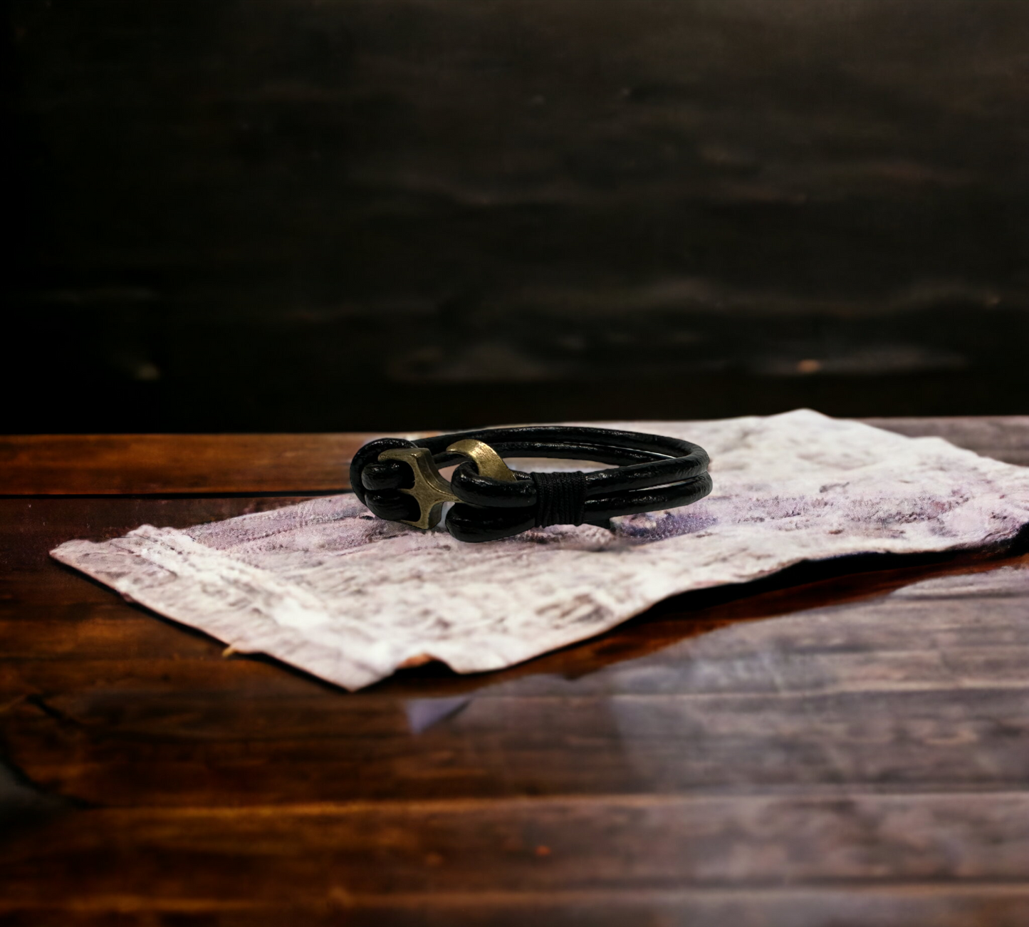 Double-Stranded, Rounded leather Bracelet Black