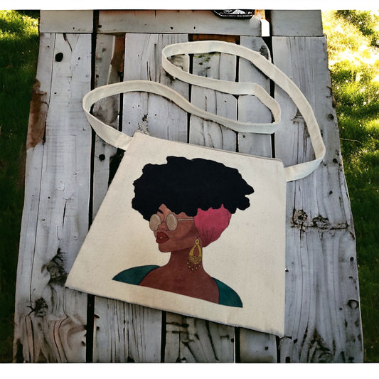 Cool Afro Printed Canvas Crossbody Bag