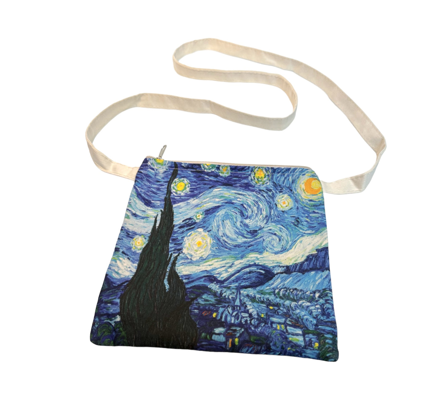 Starry Night Printed Canvas Crossbody Bag