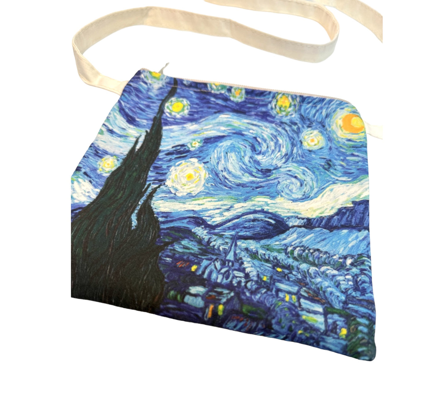 Starry Night Printed Canvas Crossbody Bag
