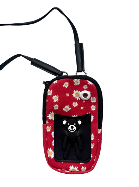 Little Bear Cotton Crossbody Phonecase Bag Red