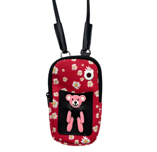 Little Bear Cotton Crossbody Phonecase Bag Red
