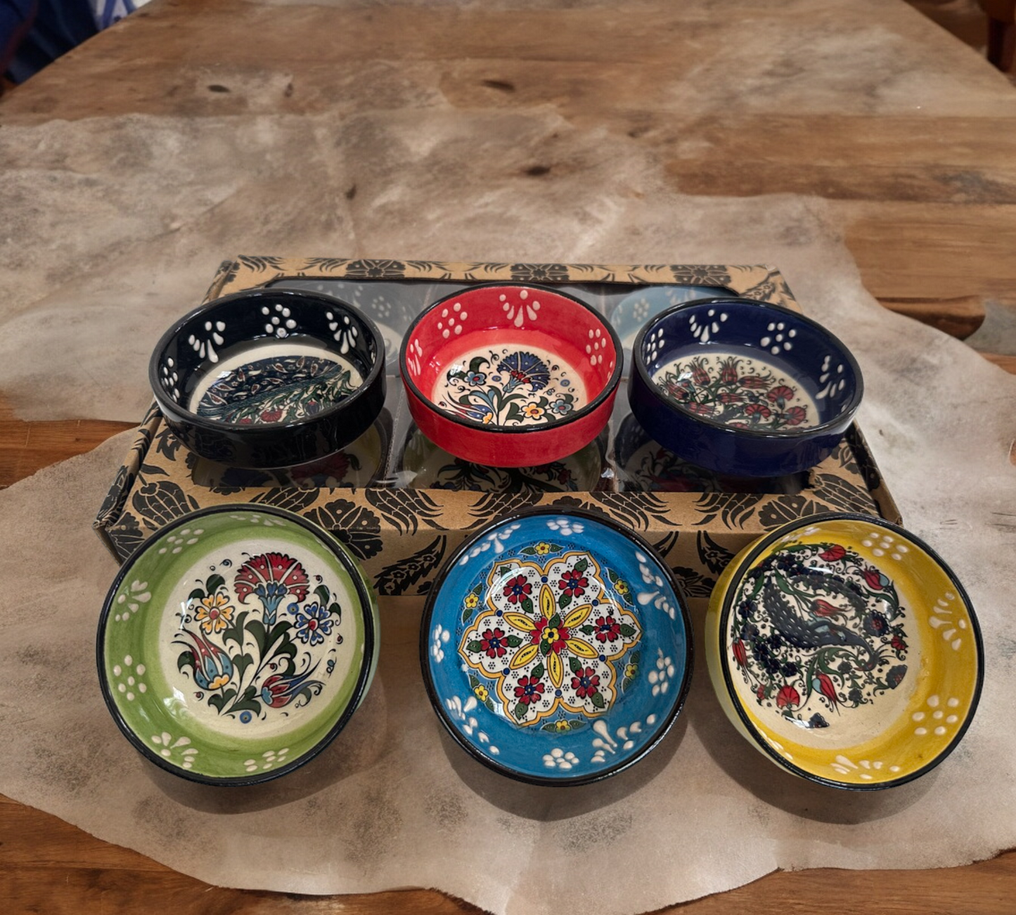 Turkish Handmade Ceramic Bowl Set of 6 pcs 3" in