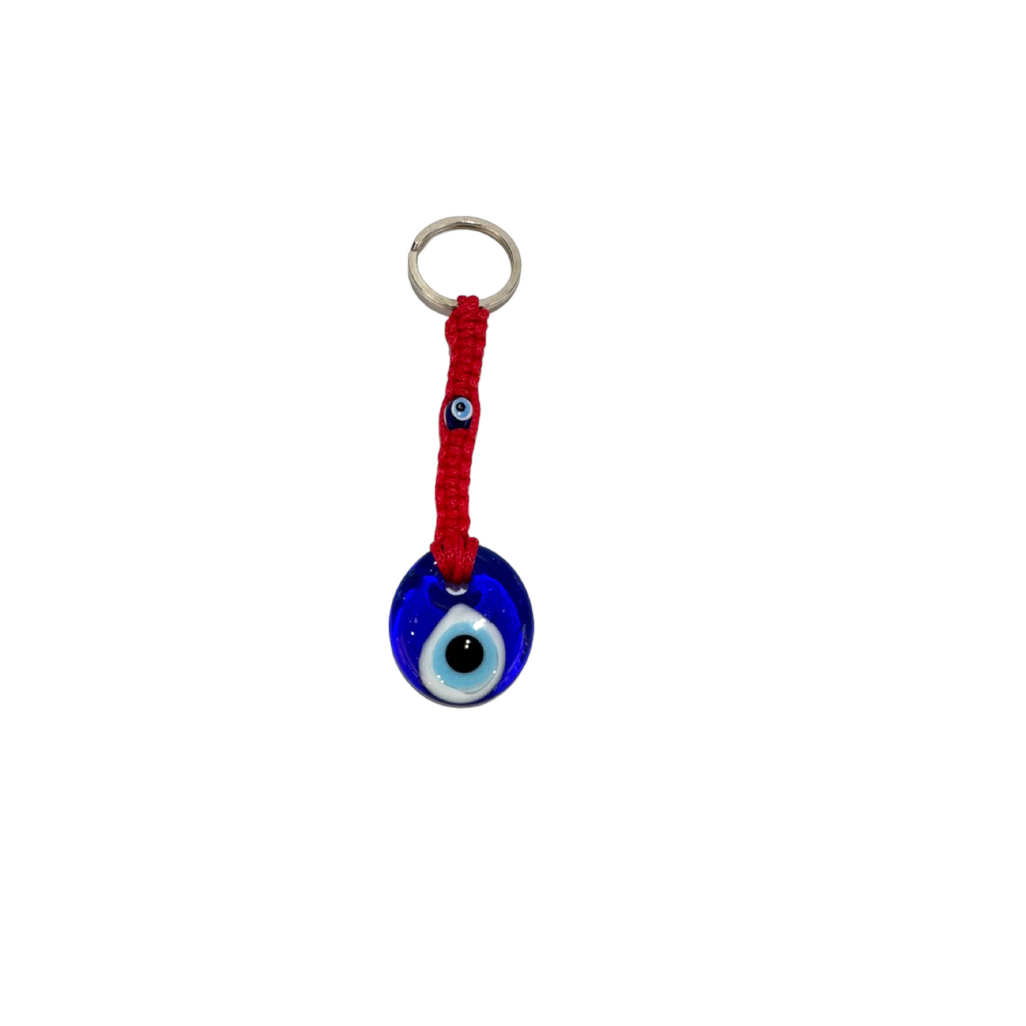 Threaded Glass Evil Eye Red Keychain