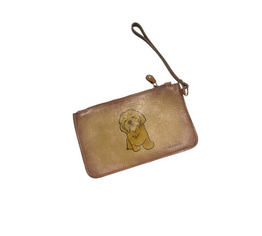 Hand Painted Leather Large Wallet Dog