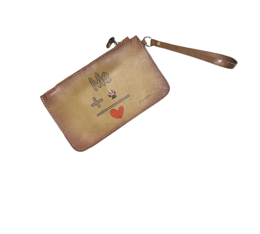 Hand Painted Leather Large Wallet Dog Love