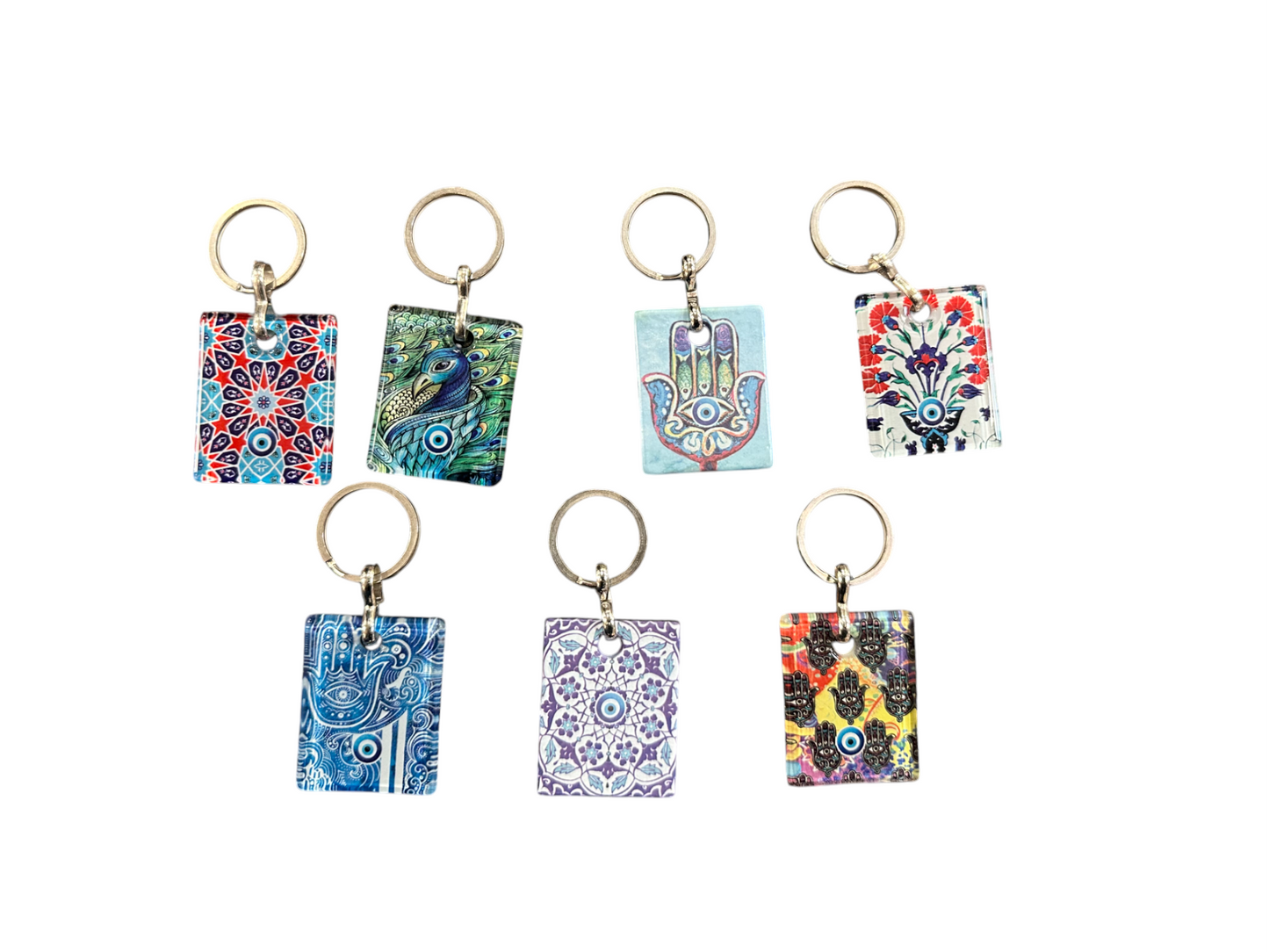 Glass Evil Eye Keychain Mix Design 10 Pieces