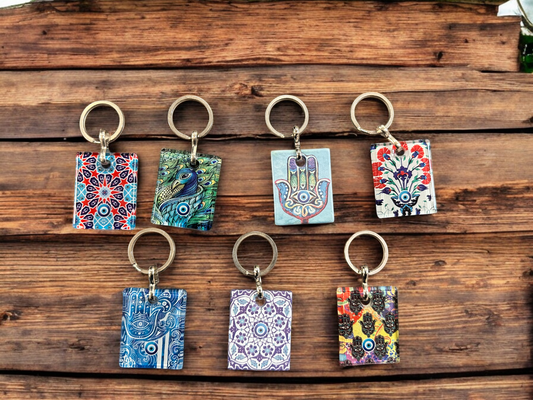 Glass Evil Eye Keychain Mix Design 10 Pieces