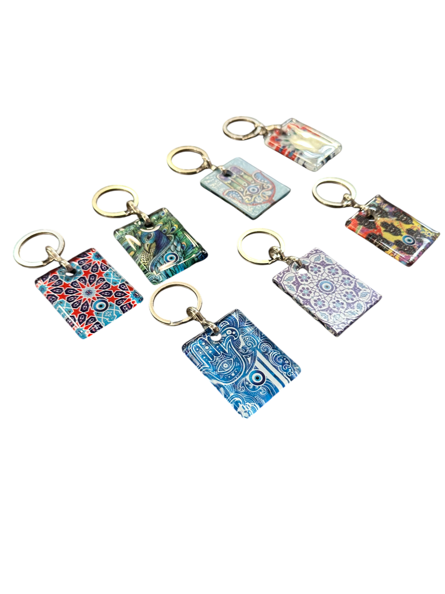 Glass Evil Eye Keychain Mix Design 10 Pieces