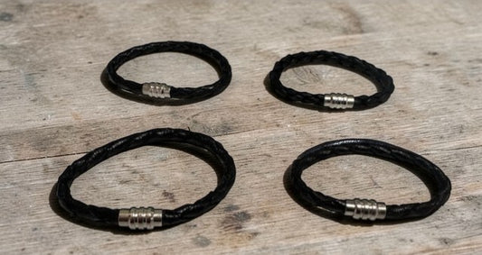 4 Pieces Braided Leather Bracelet Black