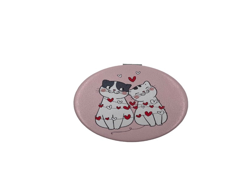 Round Compact Metal Mirror Cat