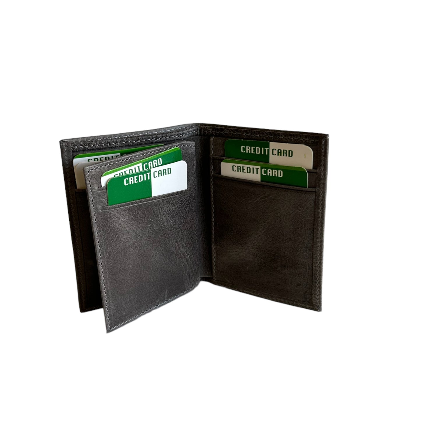 Leather Bifold Wallet Grey