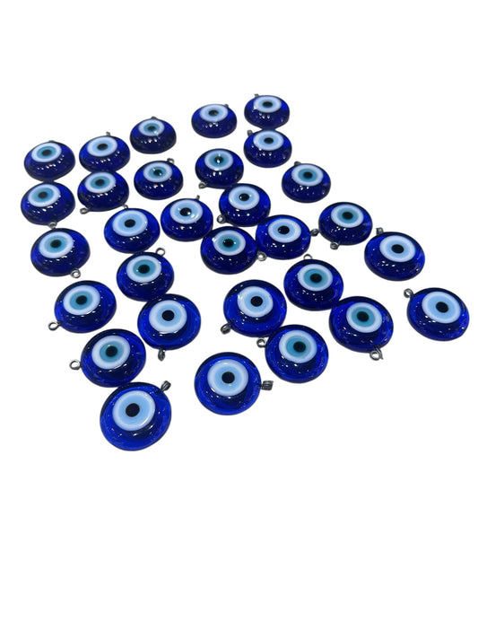 Handcrafted Glass Good Luck Charm Blue Pendants 10 Pieces