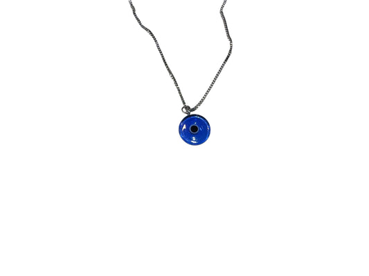 Glass Evil Eye Pendant Necklace Blue