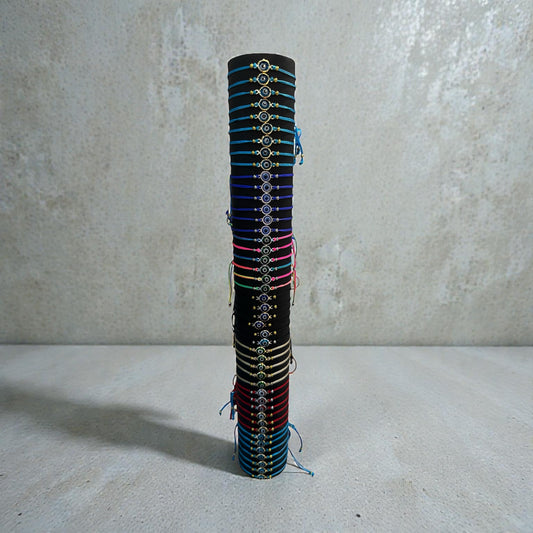 50 Pieces Adjustable Evil Eye Threaded Bracelets Mix Color