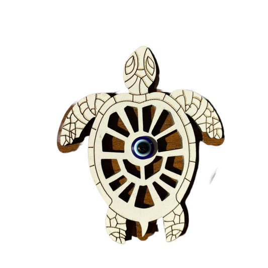 Hand Themed Wooden Fridge Magnet Turtle