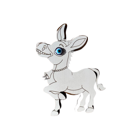 Hand Themed Wooden Magnet Donkey