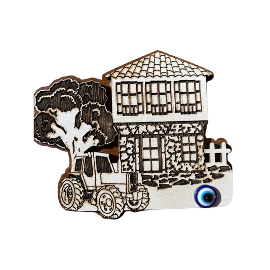 Hand Themed Wooden Magnet Farm House