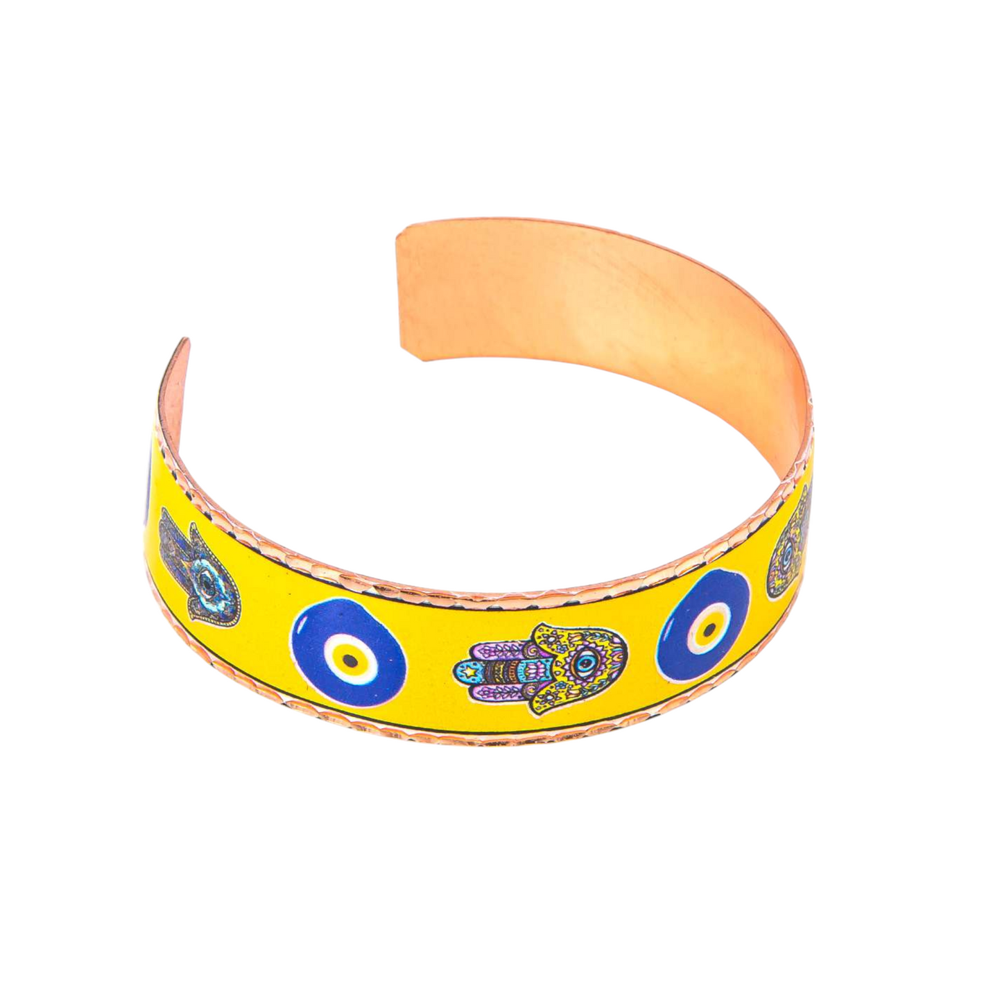 Copper Adjustable Bracelet with Evil Eye Hamsa Design