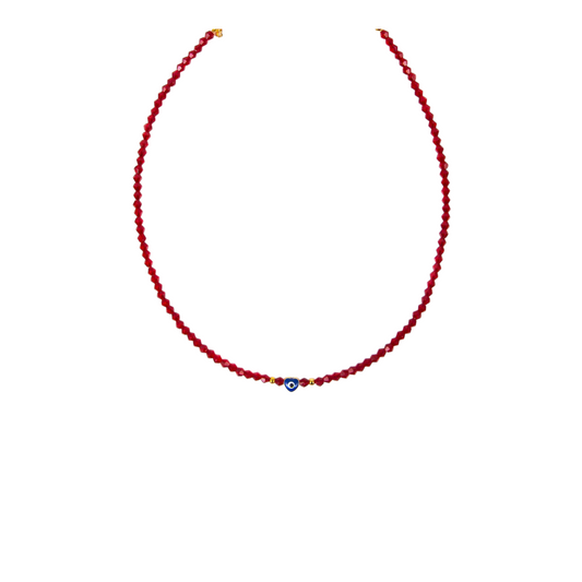 Christal Evil Eye Necklace Red – Elegant Protection with Crystal Accents