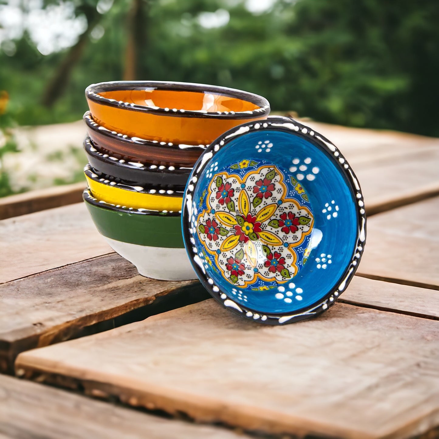 Turkish Handmade Ceramic Bowl Set of 6 pcs 3" in