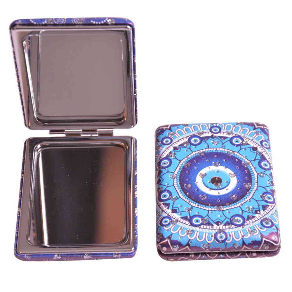 Evil Eye Square Compact Metal Makeup Mirror Mix Design