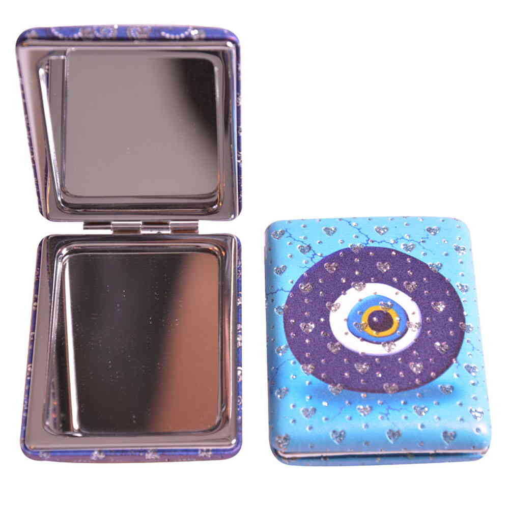 Evil Eye Square Compact Metal Makeup Mirror Mix Design