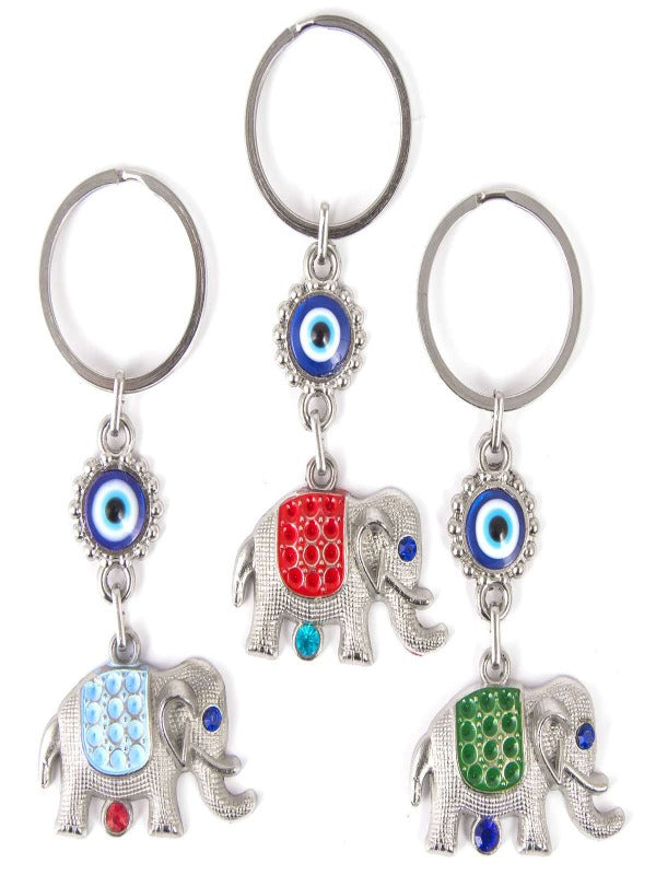 Elephant Evil Eye Keychain