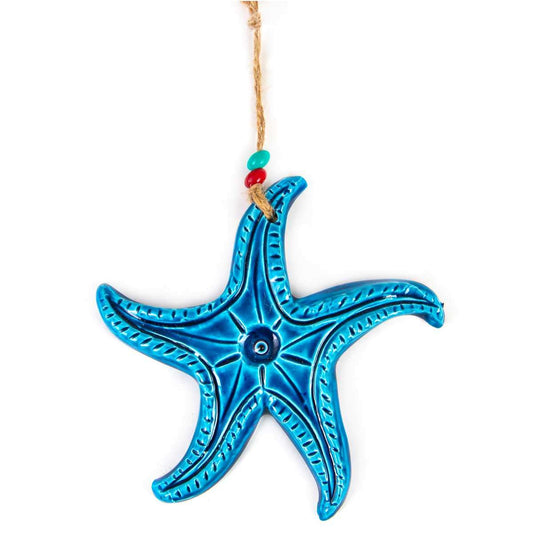 Handmade Ceramic Star Wall Hanging - Blue