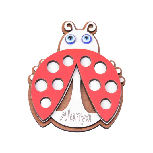 Hand Themed Wooden Fridge Magnet Ladybugs