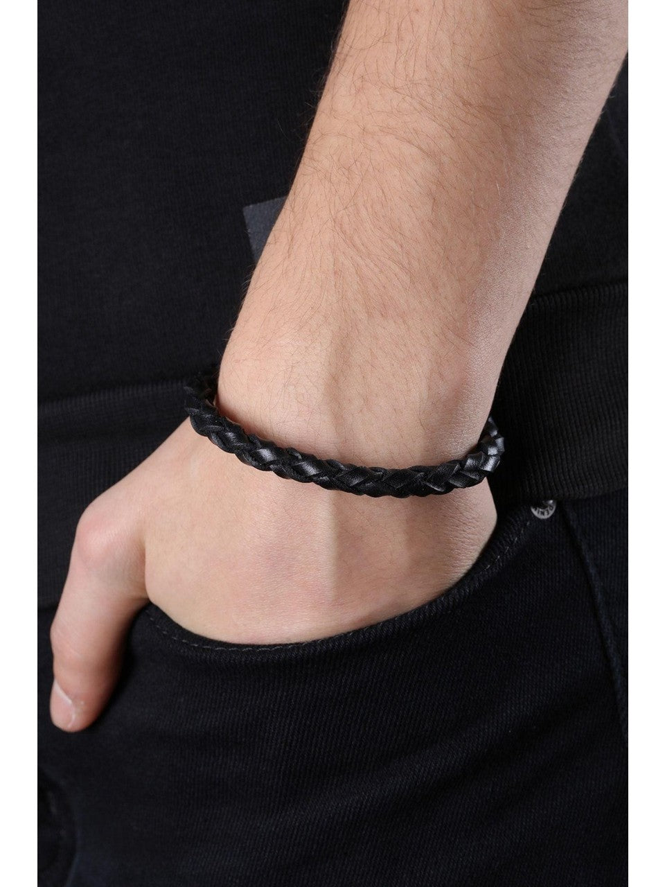 Braided Leather Bracelet Black