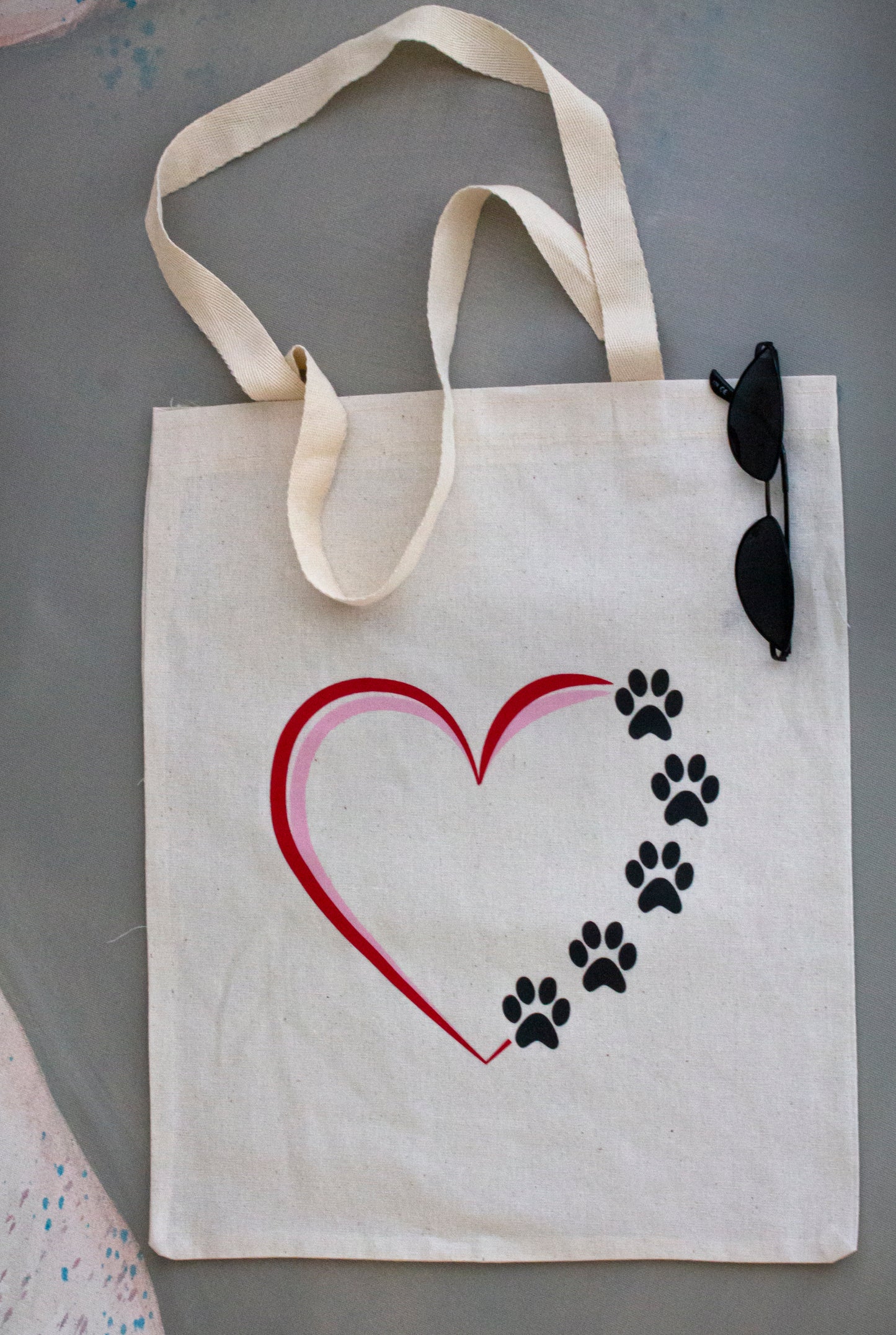 Organic Cotton Tote Bag Dog with Paws