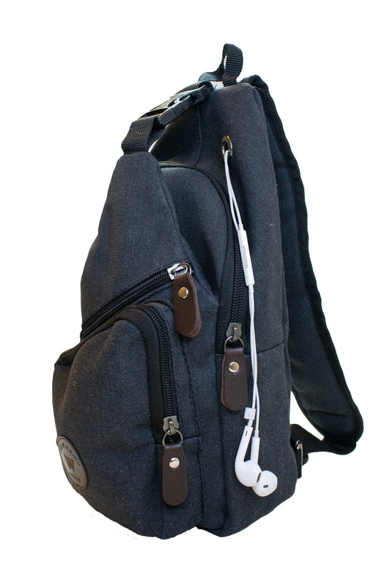 Canvas Unisex Travel Shoulder Sling Crossbody Bag Black