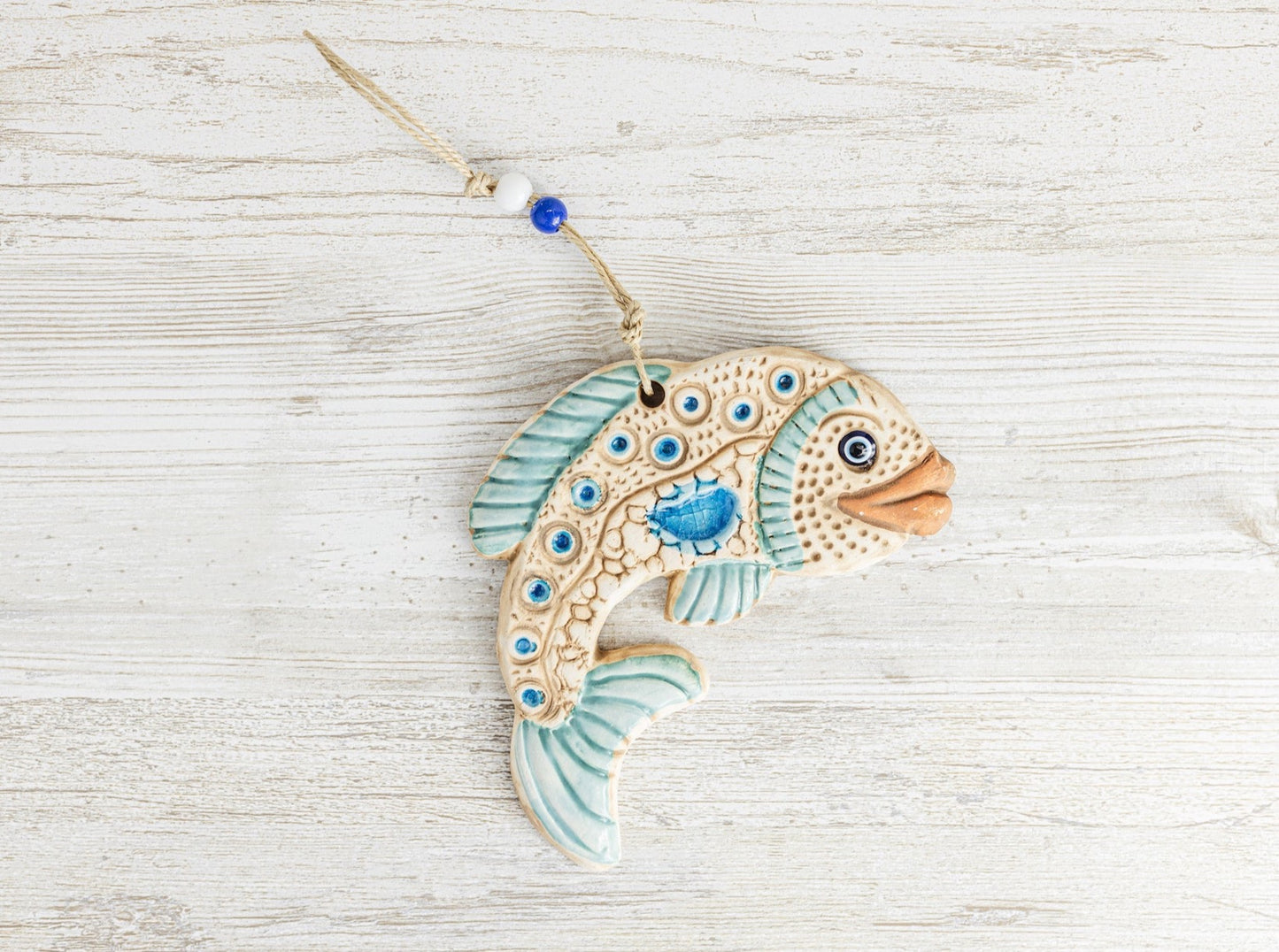 Handmade Ceramic Art Good Luck Charm Fish Design