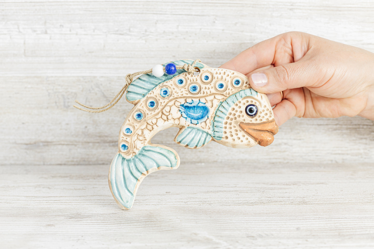 Handmade Ceramic Art Good Luck Charm Fish Design
