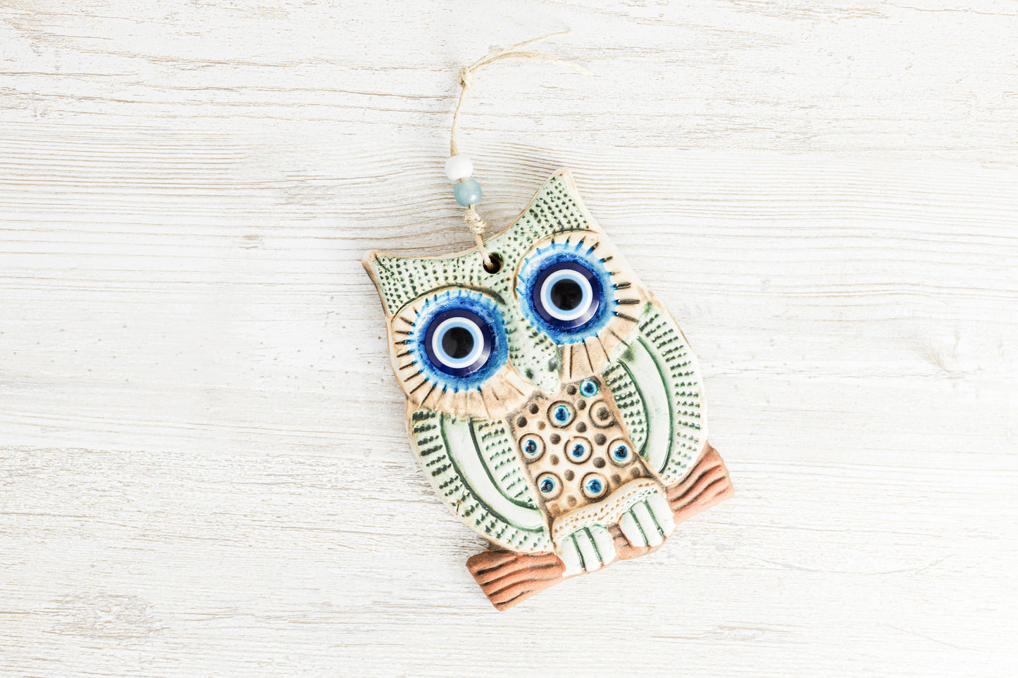 Handmade Ceramic Art Good Luck Charm Owl Design