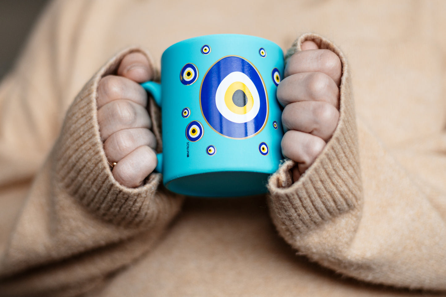 Ceramic Evil Eye Mugs Turquoise