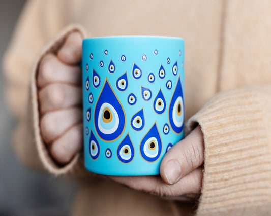 Ceramic Evil Eye Mugs Blue