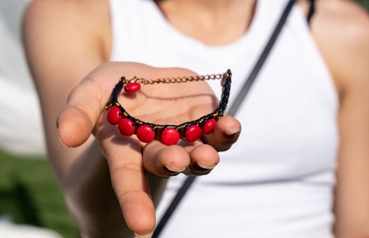 Handmade Glass Beads Red Bracelet