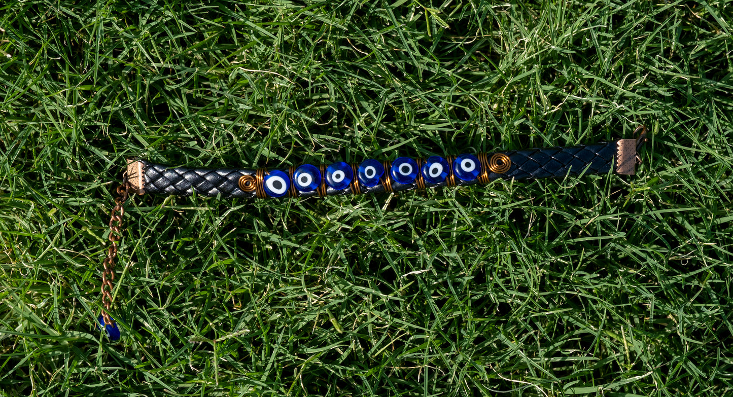 Handmade Evil Eye Glass Beads Dark Blue Bracelet
