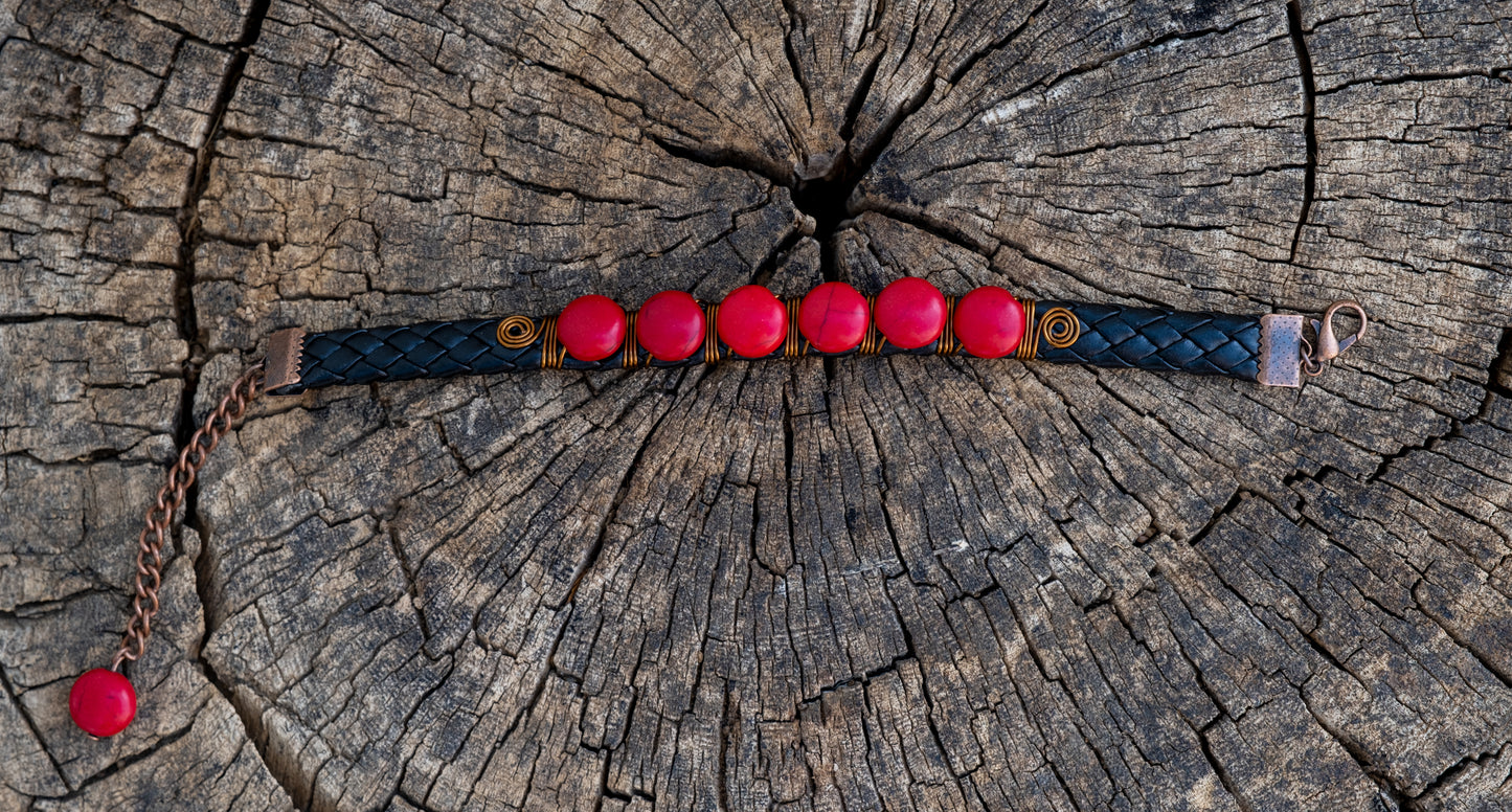 Handmade Glass Beads Red Bracelet