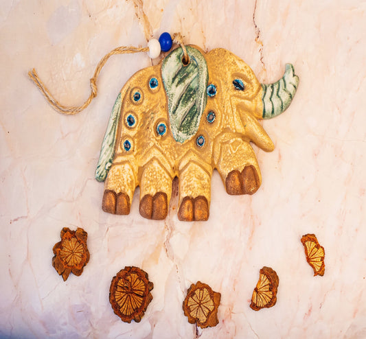 Handmade Ceramic Art Good Luck Charm Elephant Design
