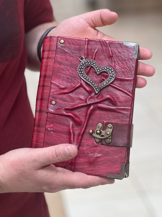 Handmade Leather Journal Belt Strap Heart