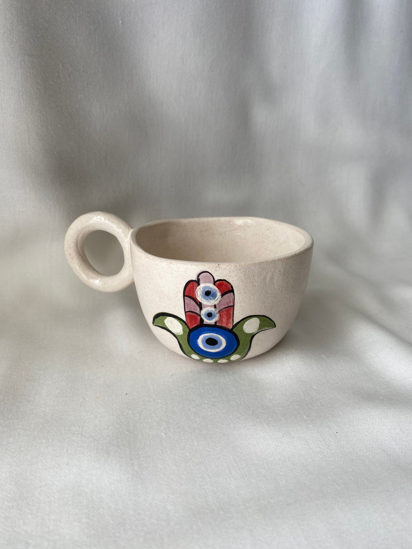Handmade Pottery Tea coffee Mug Cup Sets Hamsa