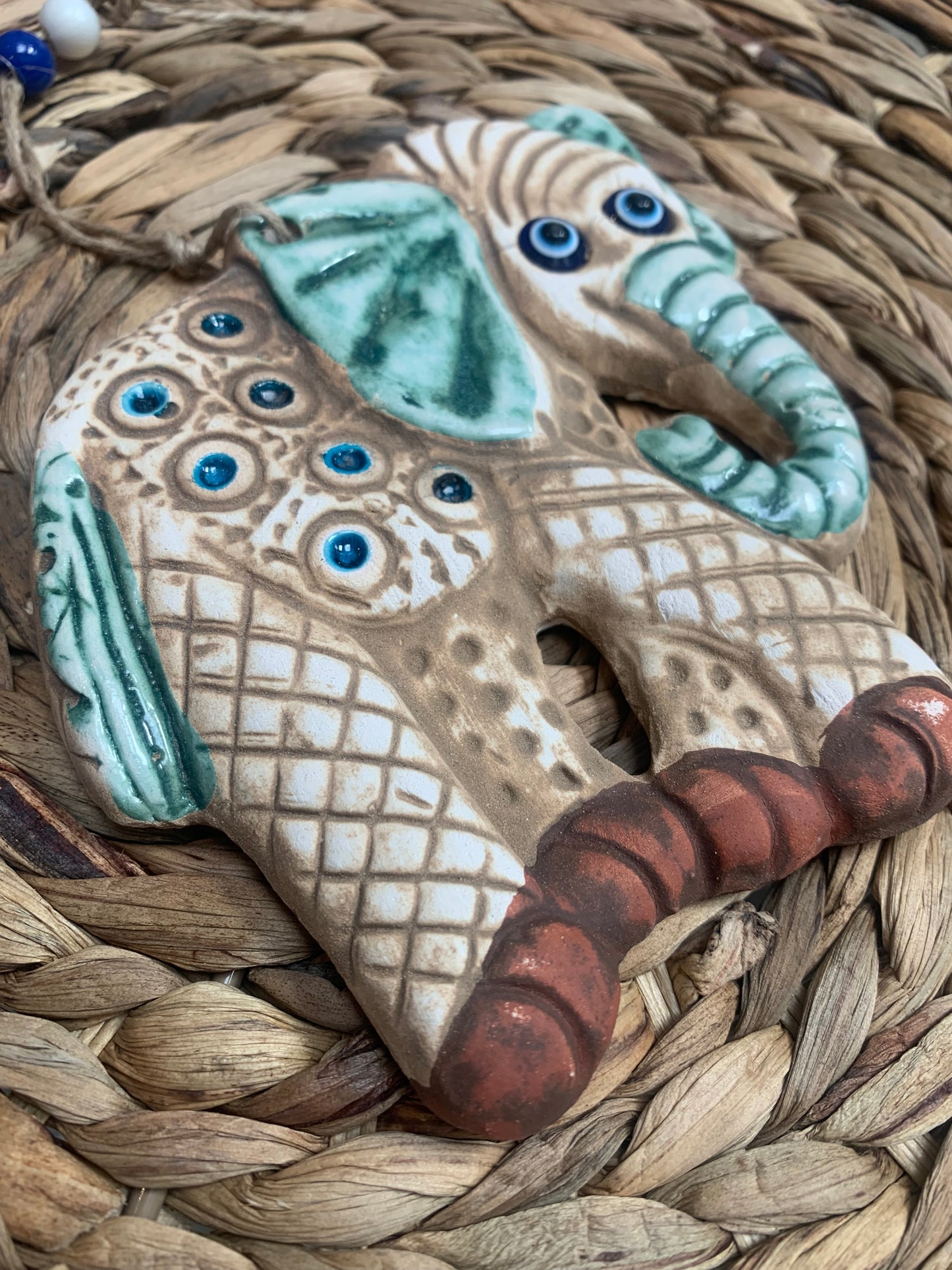 Handmade Ceramic Art Good Luck Charm Elephant Design