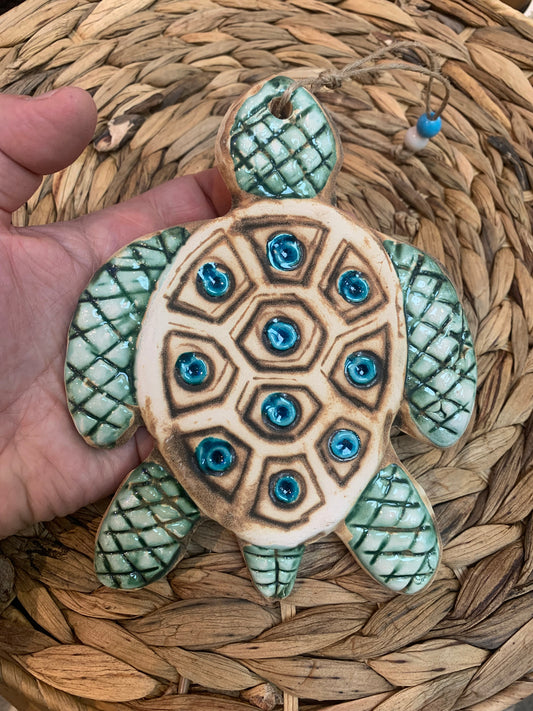 Handmade Ceramic Art Good Luck Charm Turtle Design