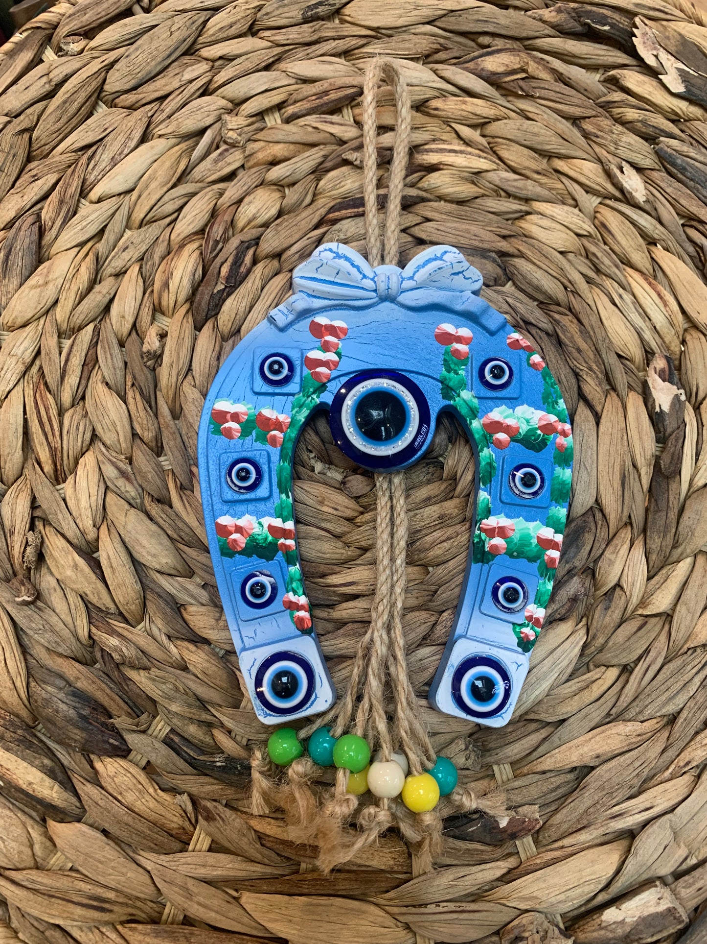 Handmade Evil Eye Wall Decorations Blue Horseshoe